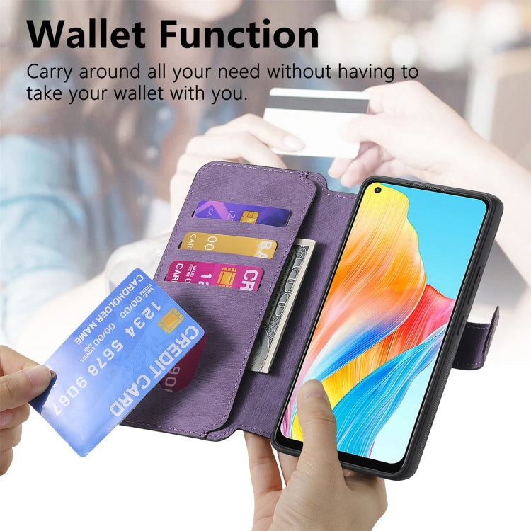 For OPPO A78 4G CaseNeo MagSafe RFID Anti-theft Retro Leather Phone Case(Purple)