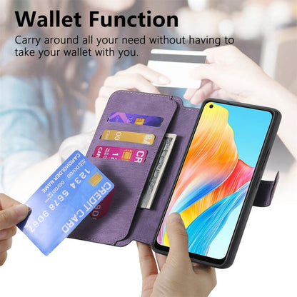 For OPPO A78 4G CaseNeo MagSafe RFID Anti-theft Retro Leather Phone Case(Purple)