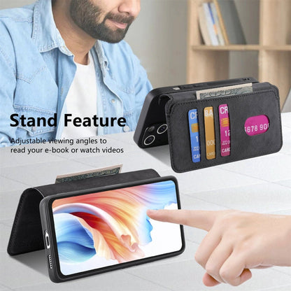 Pour OPPO A79 5G / A2 5G ÉtuiCoque de téléphone en cuir rétro anti-RFID Neo MagSafe (Noir)