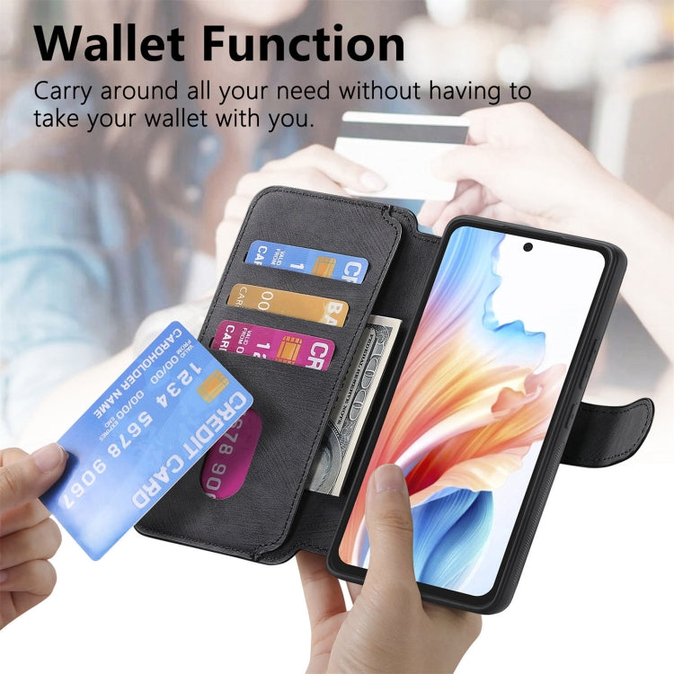 Pour OPPO A79 5G / A2 5G ÉtuiCoque de téléphone en cuir rétro anti-RFID Neo MagSafe (Noir)