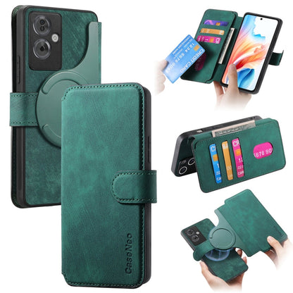 Pour OPPO A79 5G / A2 5G ÉtuiCoque de téléphone rétro en cuir Neo MagSafe RFID anti-vol (vert)