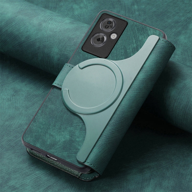 Pour OPPO A79 5G / A2 5G ÉtuiCoque de téléphone rétro en cuir Neo MagSafe RFID anti-vol (vert)