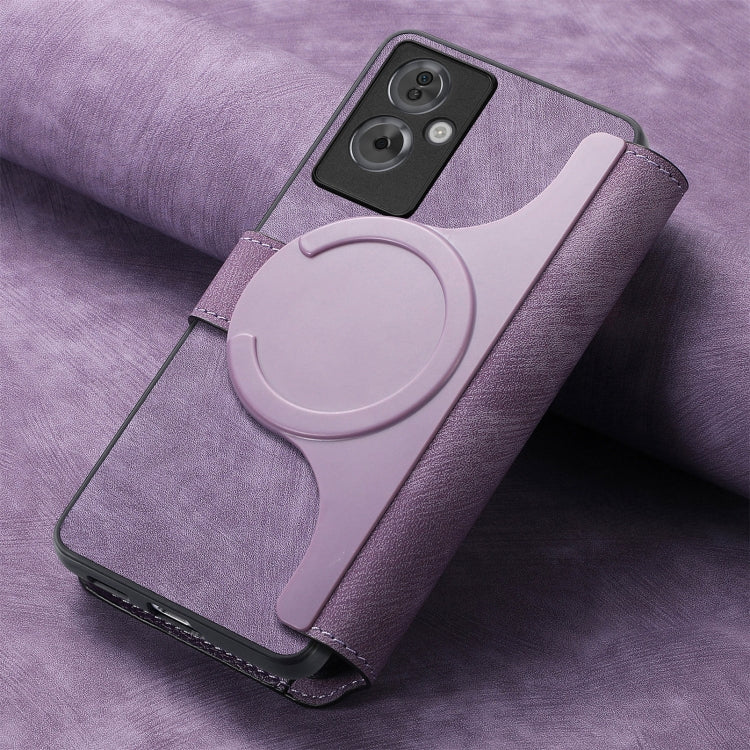 Pour OPPO A79 5G / A2 5G Coque Neo MagSafe RFID Antivol Rétro Étui de Téléphone en Cuir (Violet)