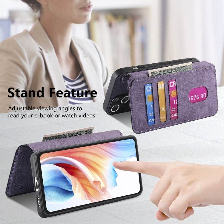 Pour OPPO A79 5G / A2 5G Coque Neo MagSafe RFID Antivol Rétro Étui de Téléphone en Cuir (Violet)