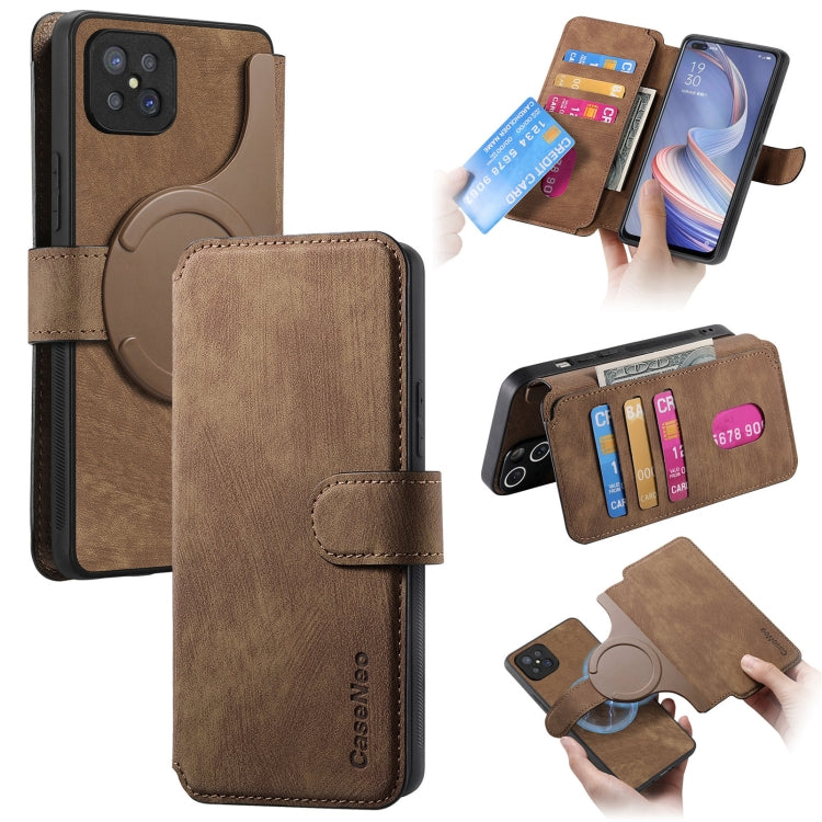 Pour OPPO A92s ÉtuiNeo MagSafe RFID Antivol Rétro Étui de Téléphone en Cuir (Marron)