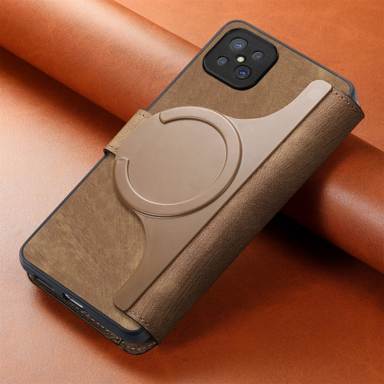 Pour OPPO A92s ÉtuiNeo MagSafe RFID Antivol Rétro Étui de Téléphone en Cuir (Marron)
