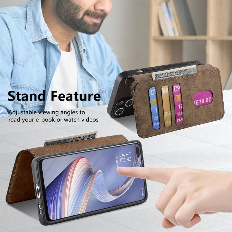 Pour OPPO A92s ÉtuiNeo MagSafe RFID Antivol Rétro Étui de Téléphone en Cuir (Marron)