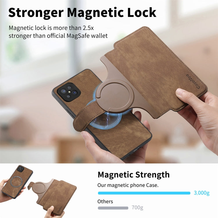 Pour OPPO A92s ÉtuiNeo MagSafe RFID Antivol Rétro Étui de Téléphone en Cuir (Marron)