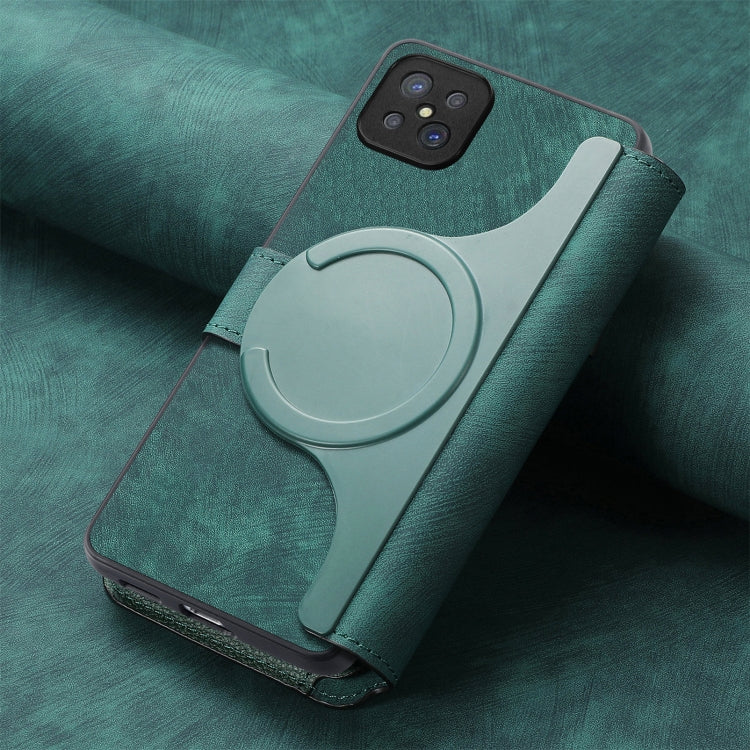 For OPPO A92s CaseNeo MagSafe RFID Anti-theft Retro Leather Phone Case(Green)