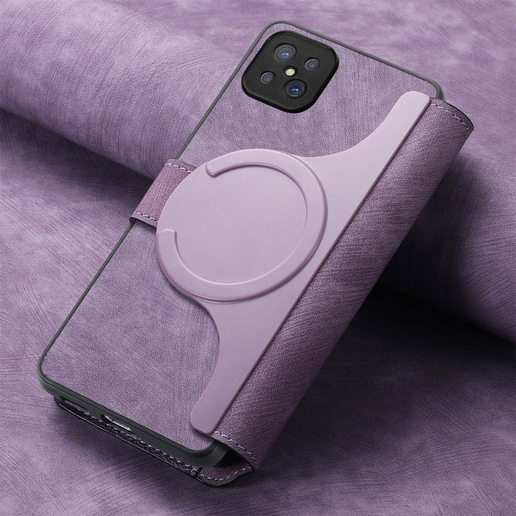 Pour étui OPPO A92sCoque de téléphone rétro en cuir anti-vol Neo MagSafe RFID (violet)