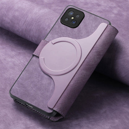 Pour étui OPPO A92sCoque de téléphone rétro en cuir anti-vol Neo MagSafe RFID (violet)