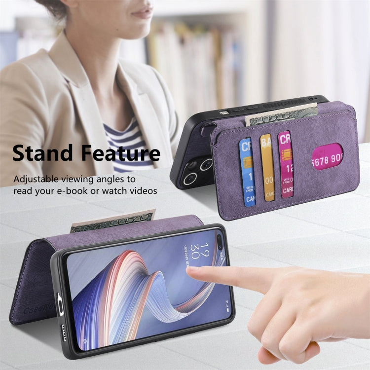 Pour étui OPPO A92sCoque de téléphone rétro en cuir anti-vol Neo MagSafe RFID (violet)