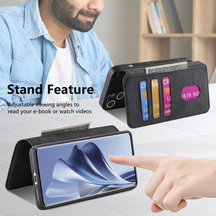 For OPPO Reno10 5G Global CaseNeo MagSafe RFID Anti-theft Retro Leather Phone Case(Black)