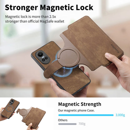 Pour OPPO Reno10 5G Global CoqueNeo MagSafe RFID Antivol Étui en Cuir Rétro (Marron)