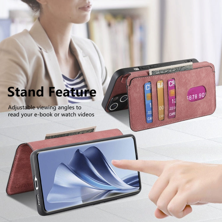 Pour OPPO Reno10 5G Global CoqueNeo MagSafe RFID Antivol Étui de téléphone en cuir rétro (Rose)