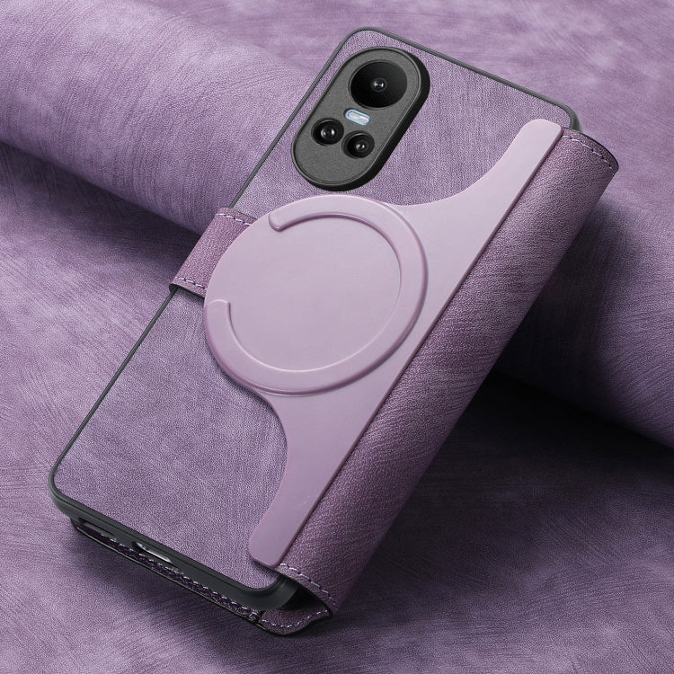 For OPPO Reno10 5G Global CaseNeo MagSafe RFID Anti-theft Retro Leather Phone Case(Purple)