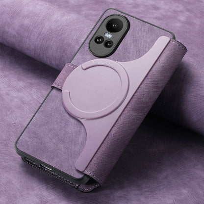For OPPO Reno10 5G Global CaseNeo MagSafe RFID Anti-theft Retro Leather Phone Case(Purple)