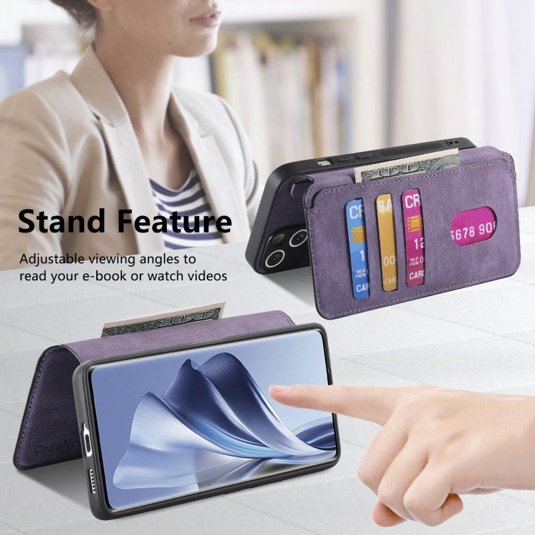For OPPO Reno10 5G Global CaseNeo MagSafe RFID Anti-theft Retro Leather Phone Case(Purple)