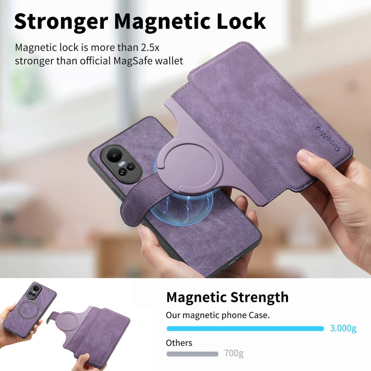 For OPPO Reno10 5G Global CaseNeo MagSafe RFID Anti-theft Retro Leather Phone Case(Purple)