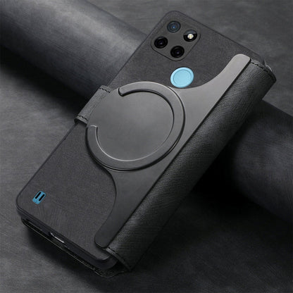 For Realme C21Y CaseNeo MagSafe RFID Anti-theft Retro Leather Phone Case(Black)