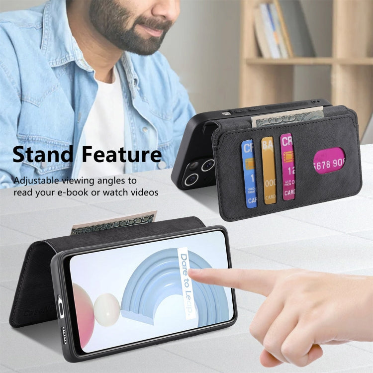 For Realme C21Y CaseNeo MagSafe RFID Anti-theft Retro Leather Phone Case(Black)