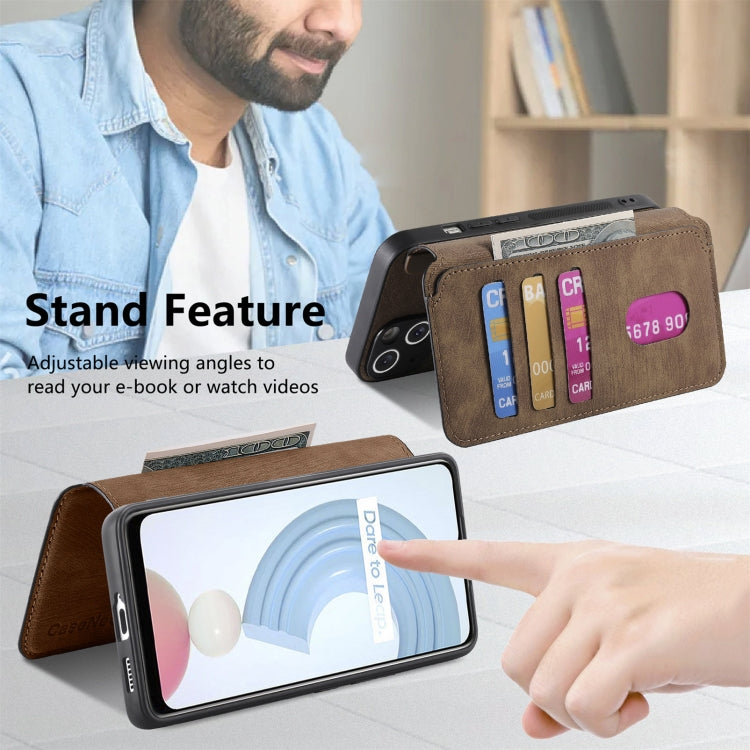 For Realme C21Y CaseNeo MagSafe RFID Anti-theft Retro Leather Phone Case(Brown)