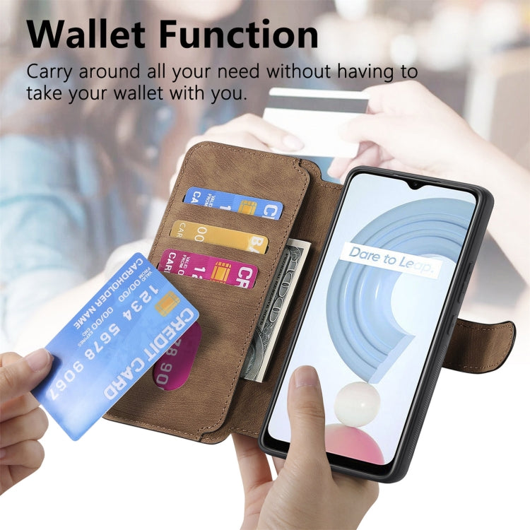 For Realme C21Y CaseNeo MagSafe RFID Anti-theft Retro Leather Phone Case(Brown)