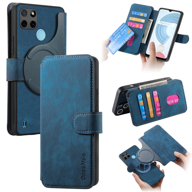 For Realme C21Y CaseNeo MagSafe RFID Anti-theft Retro Leather Phone Case(Blue)