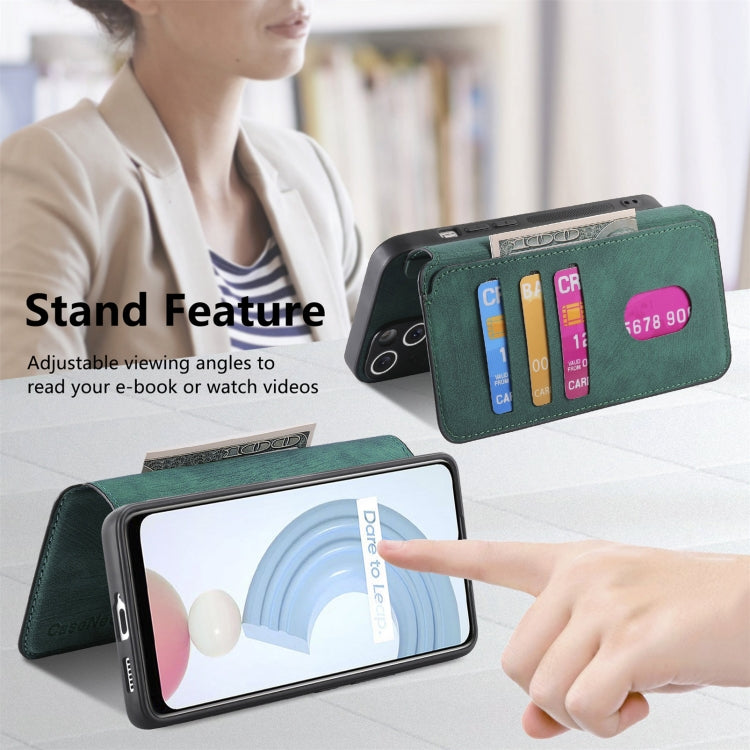 Pour Étui Realme C21YNeo MagSafe RFID Antivol Rétro Étui de Téléphone en Cuir (Vert)