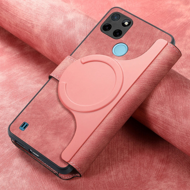 For Realme C21Y CaseNeo MagSafe RFID Anti-theft Retro Leather Phone Case(Pink)