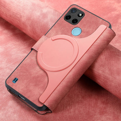 For Realme C21Y CaseNeo MagSafe RFID Anti-theft Retro Leather Phone Case(Pink)