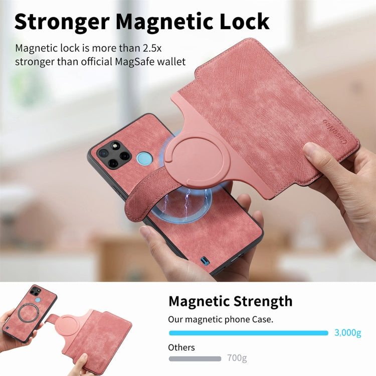 For Realme C21Y CaseNeo MagSafe RFID Anti-theft Retro Leather Phone Case(Pink)