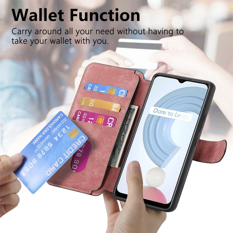 For Realme C21Y CaseNeo MagSafe RFID Anti-theft Retro Leather Phone Case(Pink)