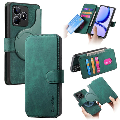For Realme C53 CaseNeo MagSafe RFID Anti-theft Retro Leather Phone Case(Green)
