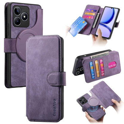 For Realme C53 CaseNeo MagSafe RFID Anti-theft Retro Leather Phone Case(Purple)