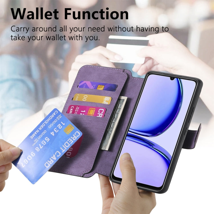For Realme C53 CaseNeo MagSafe RFID Anti-theft Retro Leather Phone Case(Purple)
