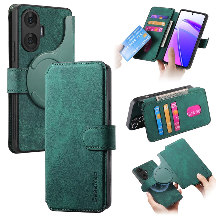 For Realme C55 CaseNeo MagSafe RFID Anti-theft Retro Leather Phone Case(Green)
