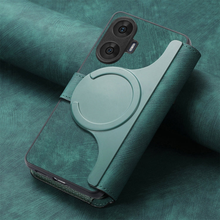 For Realme C55 CaseNeo MagSafe RFID Anti-theft Retro Leather Phone Case(Green)