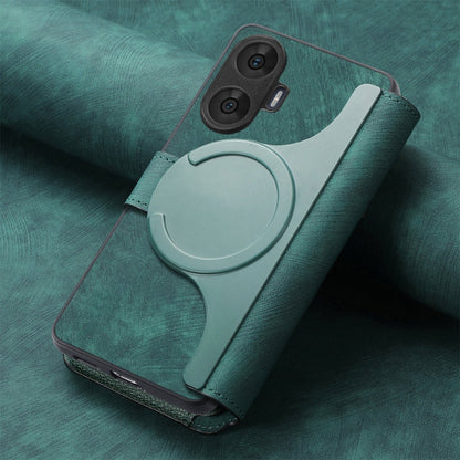 For Realme C55 CaseNeo MagSafe RFID Anti-theft Retro Leather Phone Case(Green)