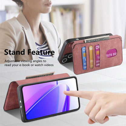 Pour étui Realme C55, coque de téléphone en cuir rétro anti-RFID Neo MagSafe (Rose)