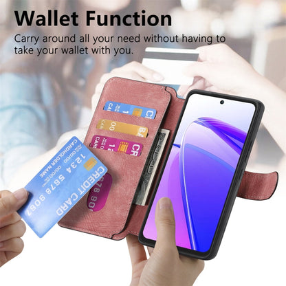 Pour étui Realme C55, coque de téléphone en cuir rétro anti-RFID Neo MagSafe (Rose)