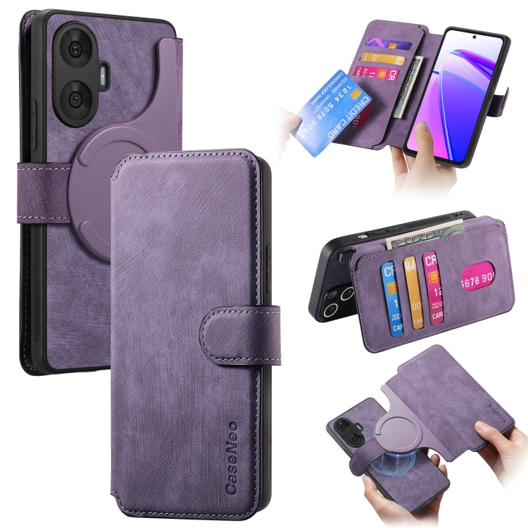 For Realme C55 CaseNeo MagSafe RFID Anti-theft Retro Leather Phone Case(Purple)