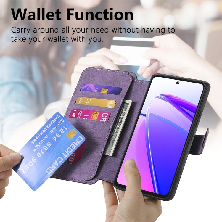 For Realme C55 CaseNeo MagSafe RFID Anti-theft Retro Leather Phone Case(Purple)