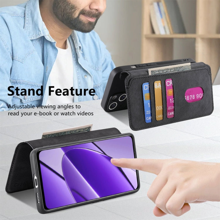 For Realme 11 5G Global / 11X CaseNeo MagSafe RFID Anti-theft Retro Leather Phone Case(Black)