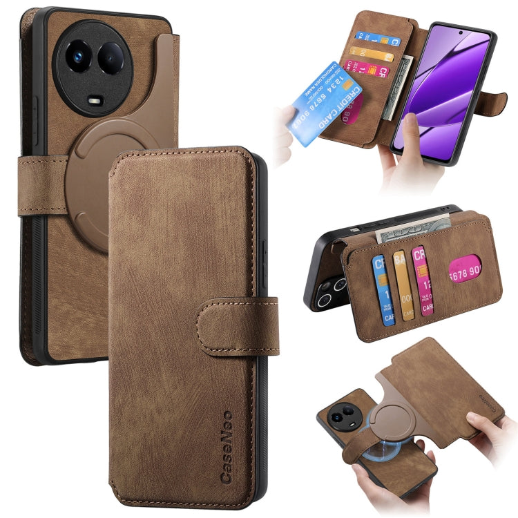 For Realme 11 5G Global / 11X CaseNeo MagSafe RFID Anti-theft Retro Leather Phone Case(Brown)