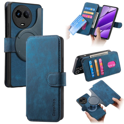 Pour Realme 11 5G Global / 11X Étui en cuir rétro antichoc MagSafe RFID pour téléphone (Bleu)