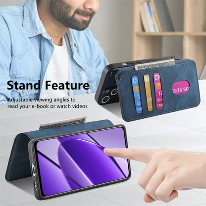Pour Realme 11 5G Global / 11X Étui en cuir rétro antichoc MagSafe RFID pour téléphone (Bleu)
