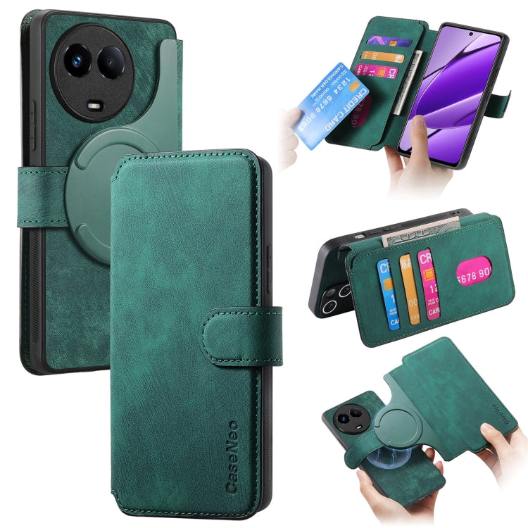 For Realme 11 5G Global / 11X CaseNeo MagSafe RFID Anti-theft Retro Leather Phone Case(Green)