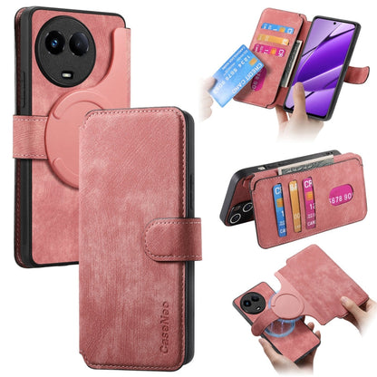 Pour Realme 11 5G Global / 11X Étui en cuir rétro antichoc RFID MagSafe (Rose)
