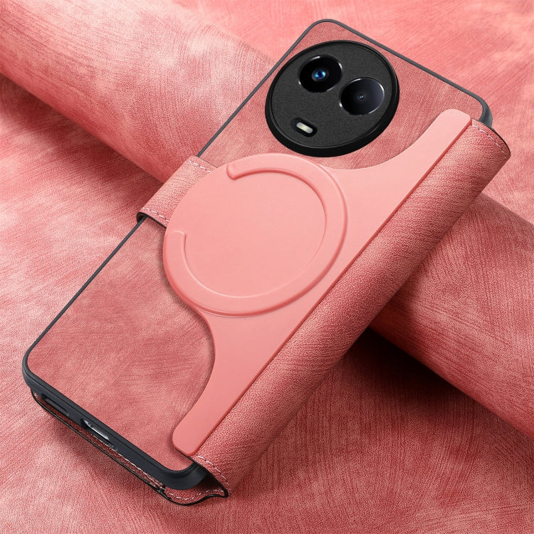 Pour Realme 11 5G Global / 11X Étui en cuir rétro antichoc RFID MagSafe (Rose)